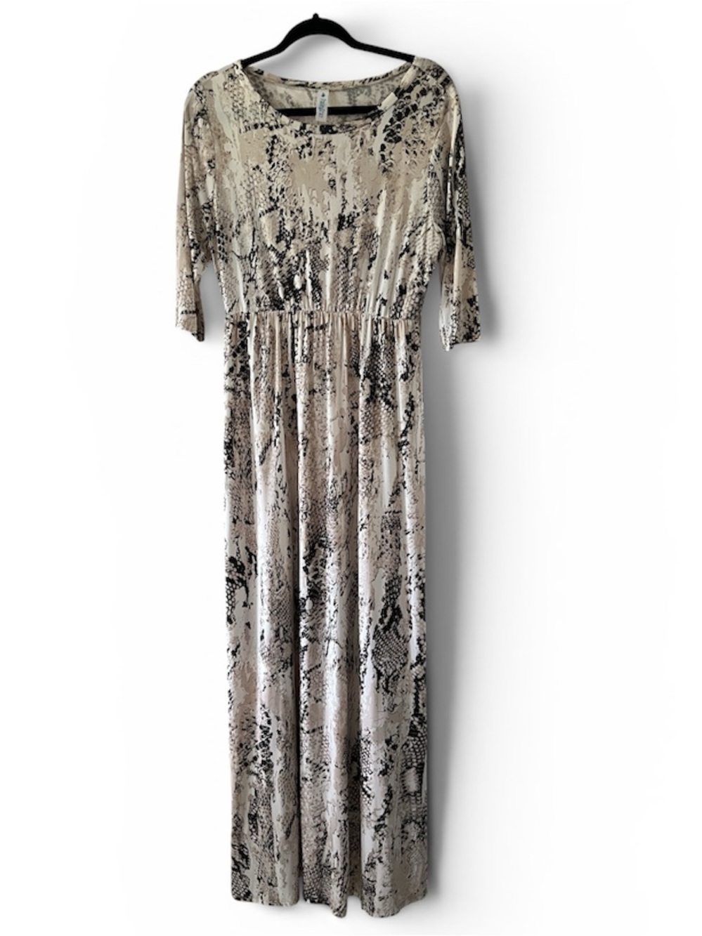 Neutral Snake-Print Maxi Dress - Beige/Black
